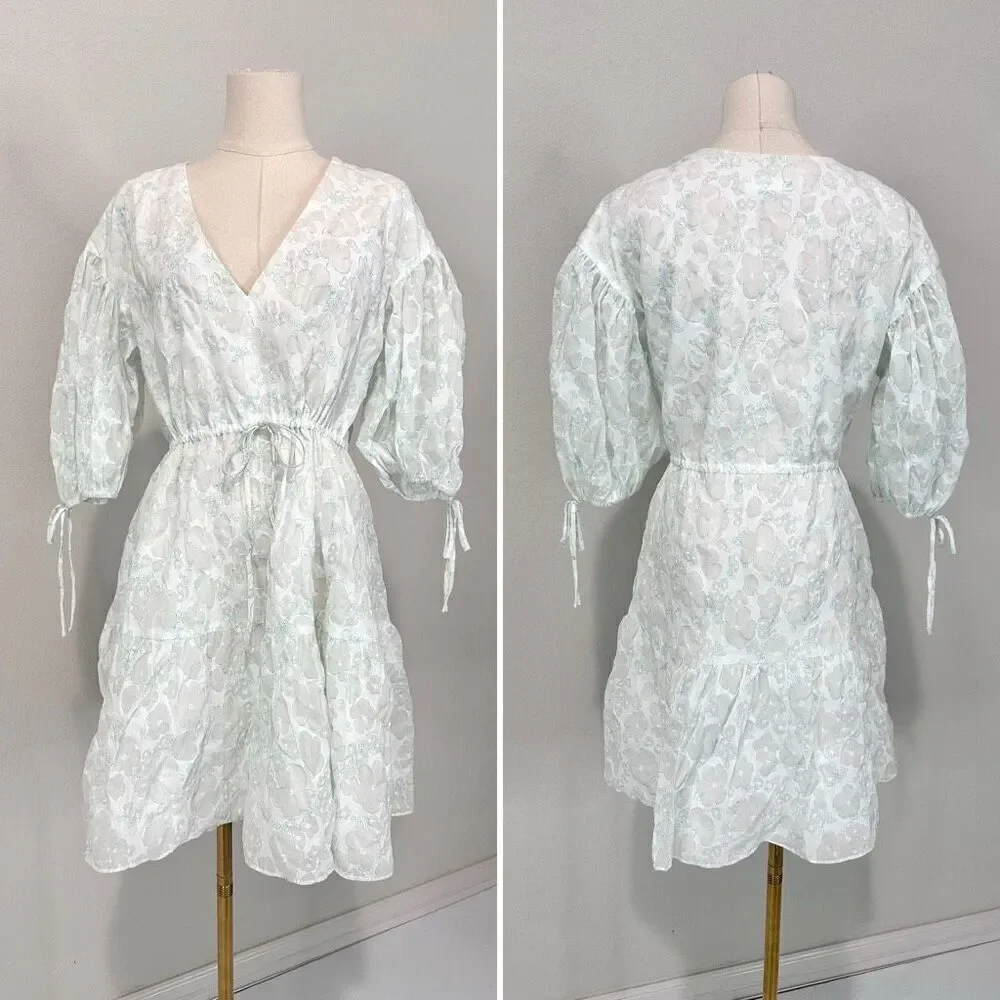 Amanda Uprichard Newman Minj Dress Puff Sleeve Size S Cottage Fairy Preppy